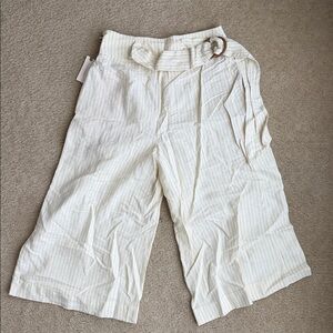 Anthropologie Cream Striped Capris